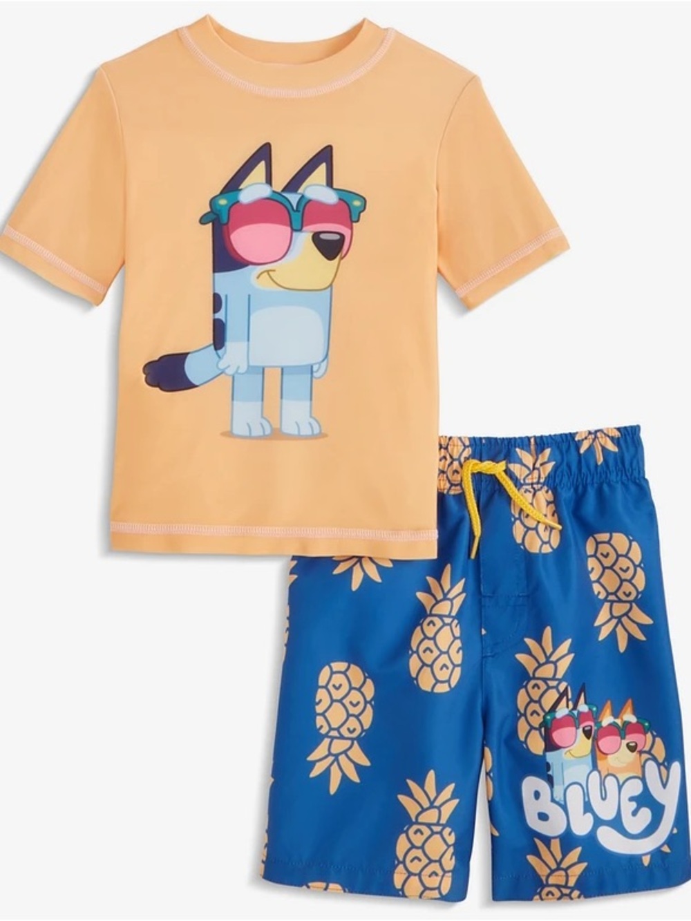 NWT Bluey Toddler Boys 4T Rashguard & Swim Trucks Set Swimsuit